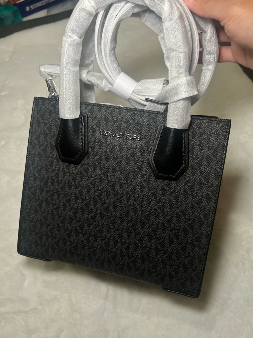 Michael Kors Black Signature Mini Satchel with Top Handles